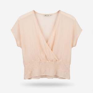 Imitz Size L Blush Pink V-Neck Wrap Blouse